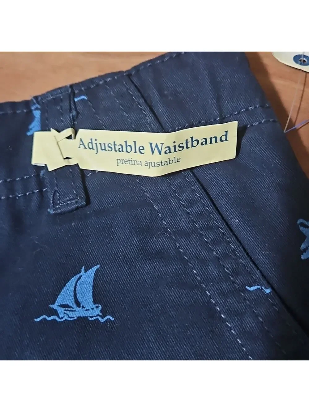 Faded Glory Boys’ Navy Blue Chino Shorts with Nautical Print  Size 12 Summer Kid